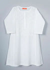 Lucknowi White Straight Cotton Kurta Girl (2-12 Years)