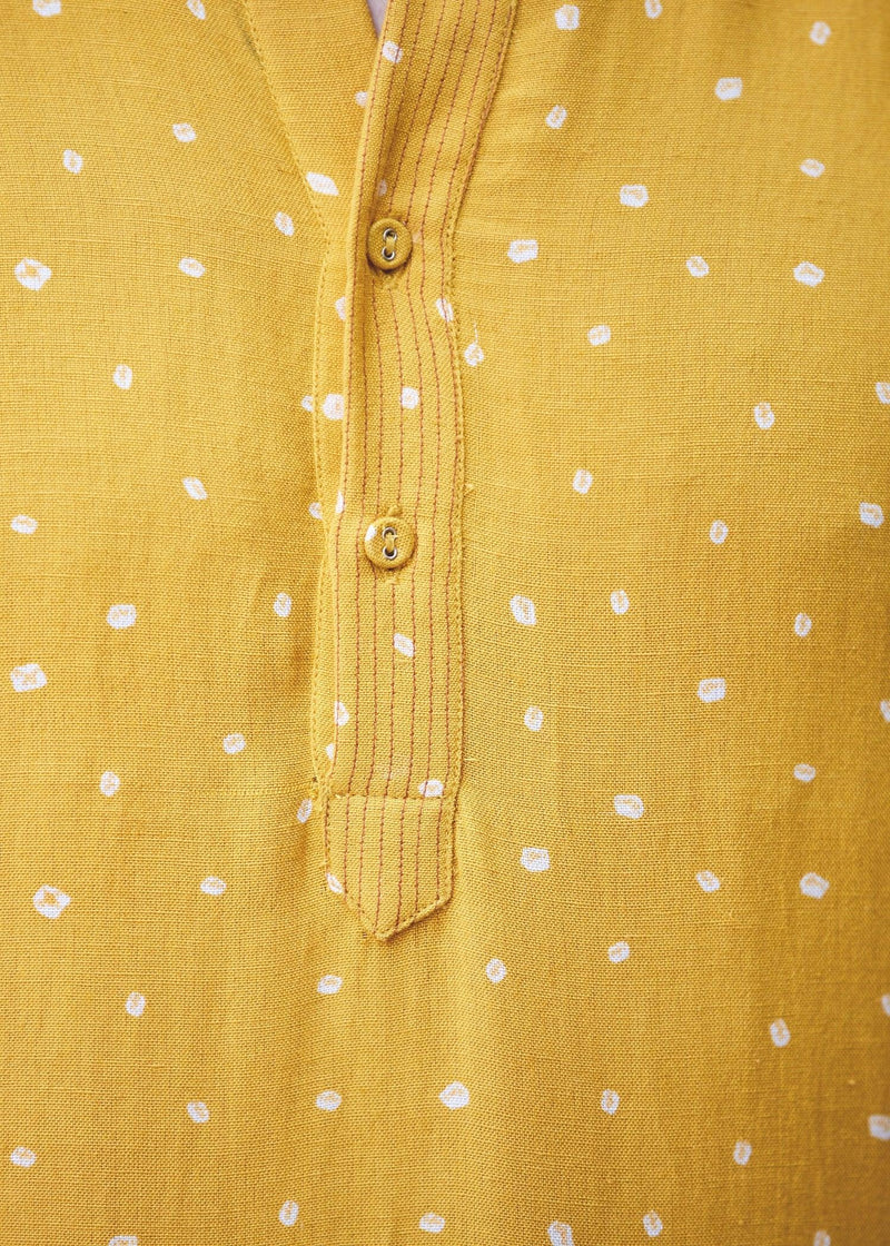 Bhandhej Yellow Viscose Full Sleeve Kurta