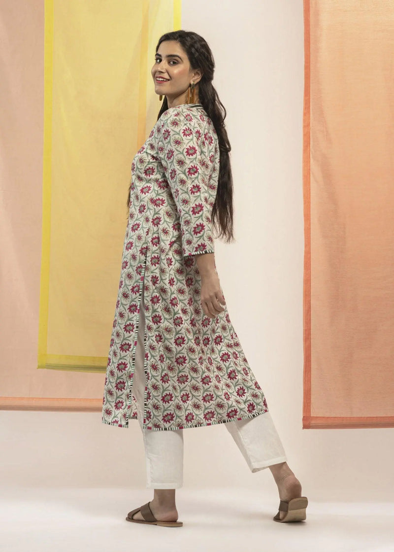 Smriti Pink Cotton Kurta