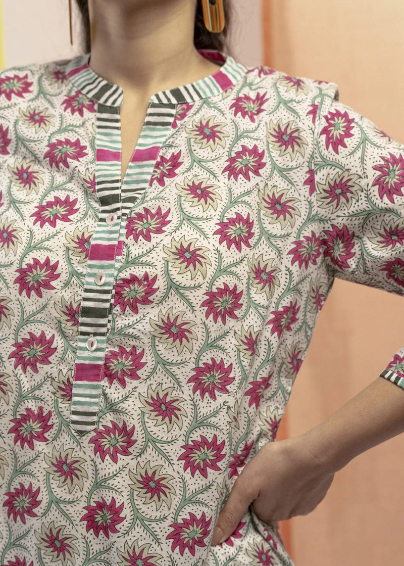 Smriti Pink Cotton Kurta