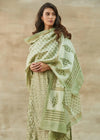 Rachna V-Neck Pistachio Green Block Printed Straight Kurta