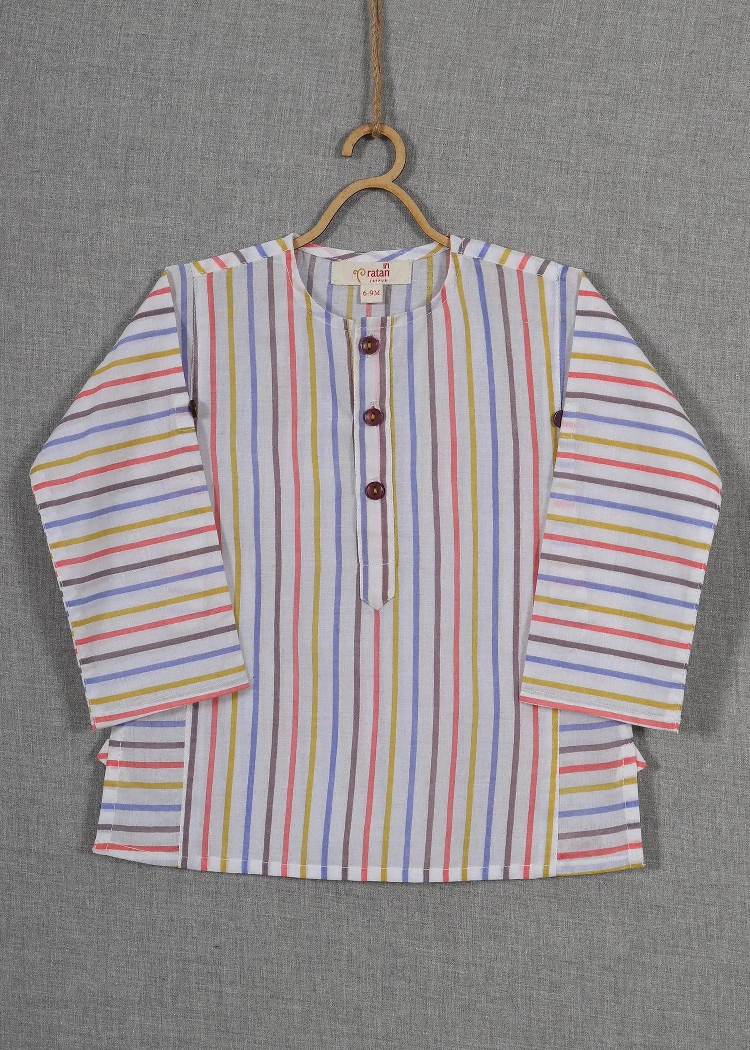 Harshit Stripes Yellow Cotton Kurta Baby  Boy (6-24 months)