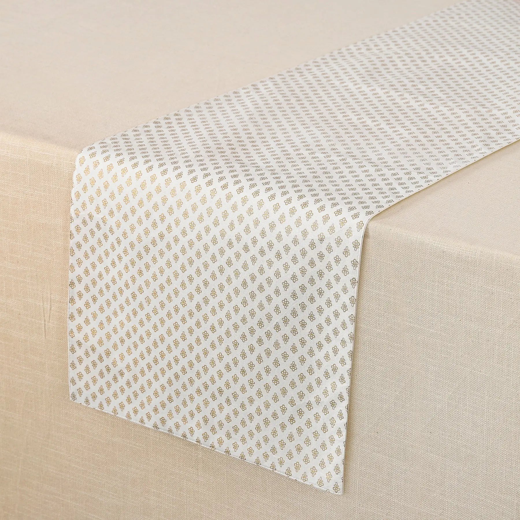 Kunj Booti Gold & White Cotton Runner