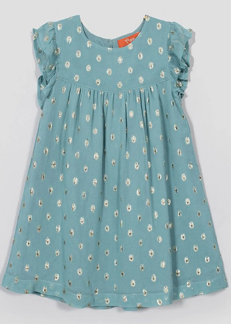 Lurex Blue Georgette Dress Baby Girl (6-24 Month)