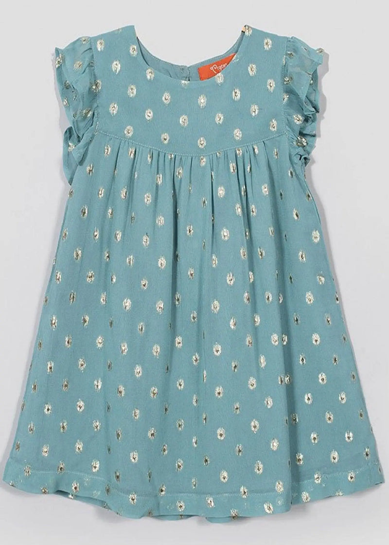 Lurex Blue Georgette Dress Baby Girl (6-24 Month)
