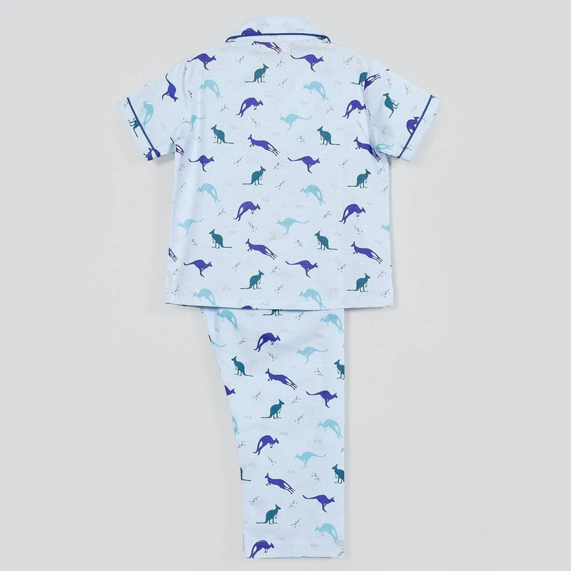 Kanga Blue Cotton Half Sleeve Nightsuit Boy (0-12 Years)