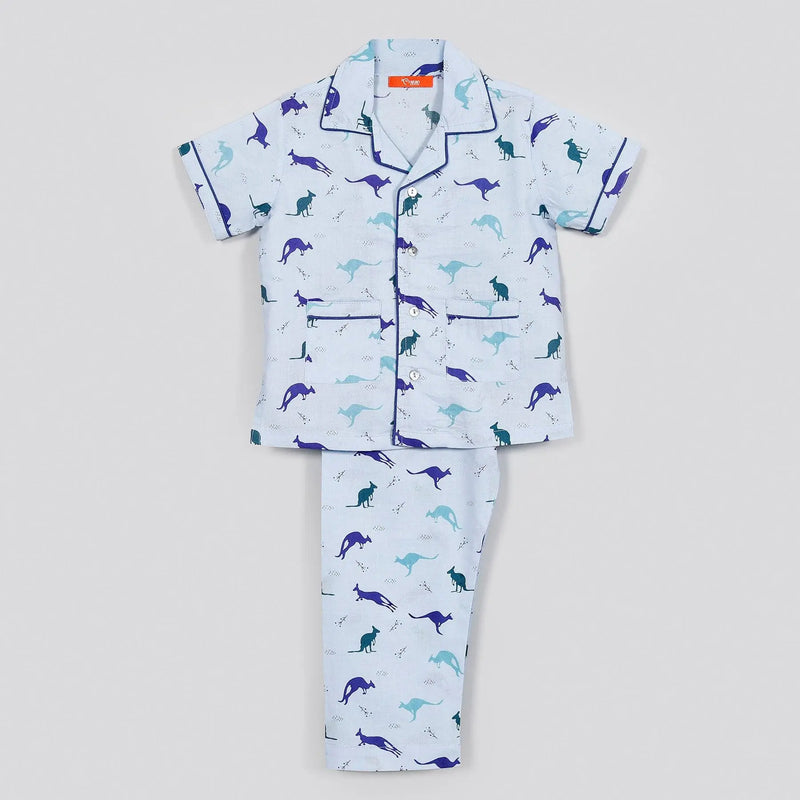 Kanga Blue Cotton Half Sleeve Nightsuit Boy (0-12 Years)