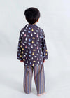 Bear Stripes Brown Full Sleeves Cotton Nighsuit Boy (1-14 Years)