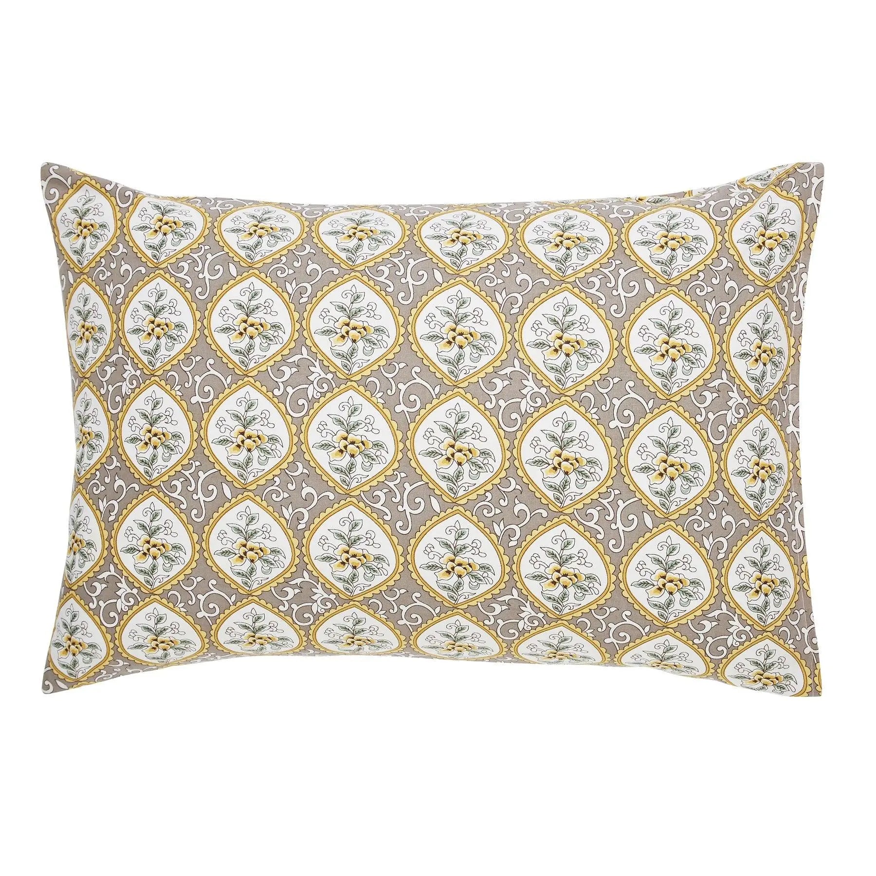 Japanese Flower Hand Screen Print Cotton Pillow Cover