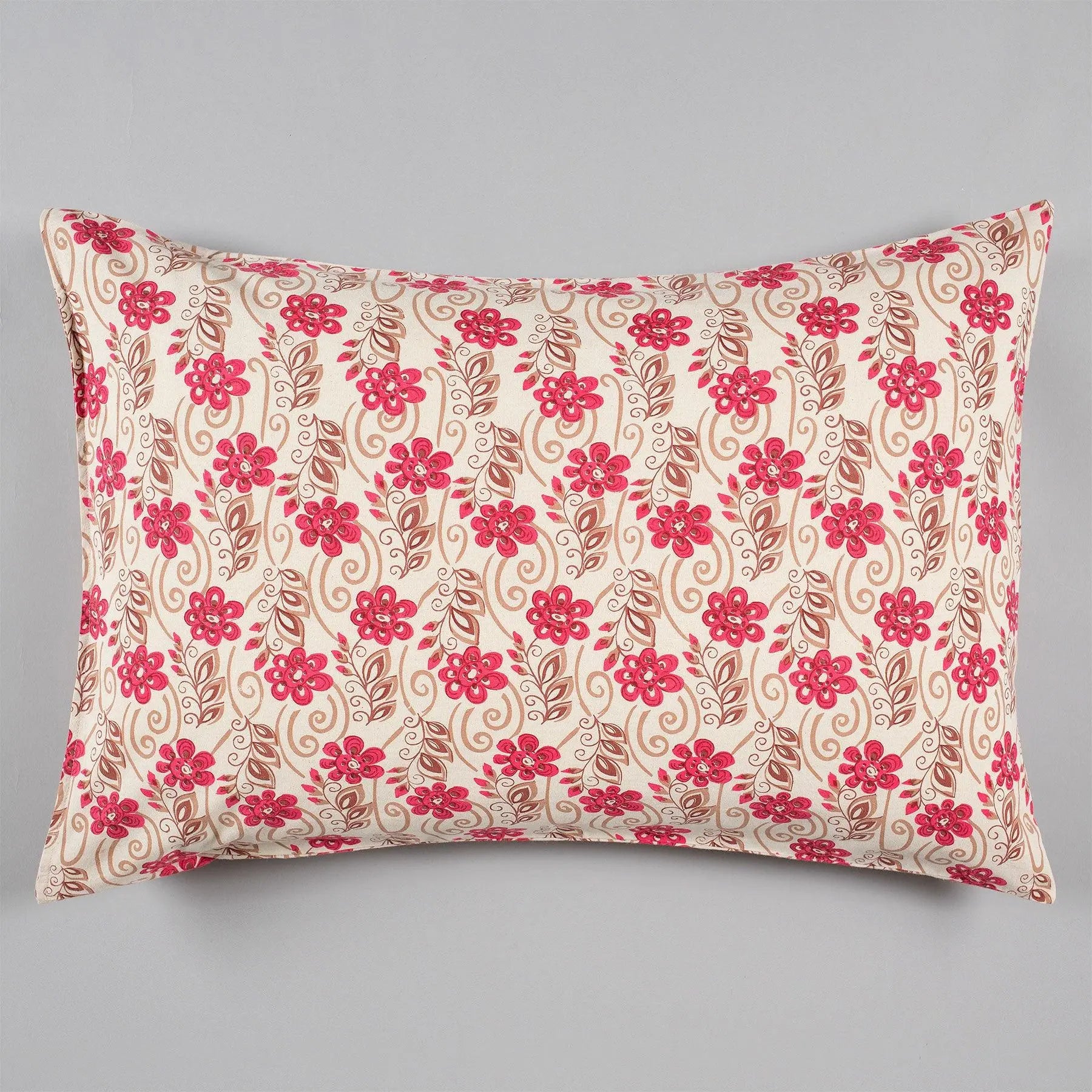 Vaidehi Brown and Pink Cotton Pillow Cover Set of 2