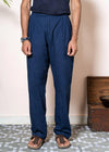 Solid Navy Cotton Straight Pyjama