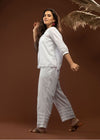 White Straight Fit Pleated Cotton Pants