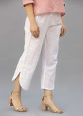 White Color Cotton Round Hem Pant