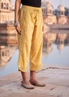 Yellow Women Cotton Round Hem Pant