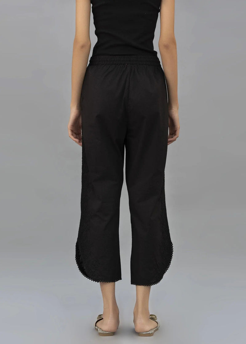 Black Color Cotton Round Hem Pant