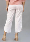 White Color Cotton Round Hem Pant