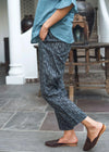 Charcoal Grey Tapered Block Print Cotton Pants