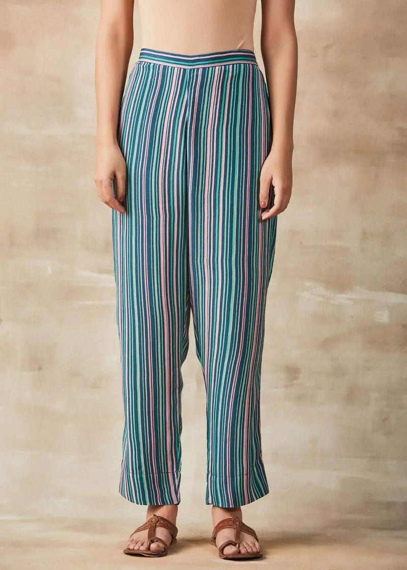 Green Tapered Straight Pants