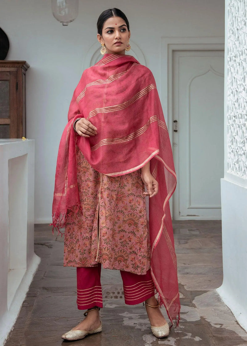 Puja Rose Pink Straight Gota Pants