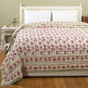 Aradhya Jaal Green and Pink Hand Block Print Extra Cotton Filling Quilt