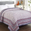 Elegance Pink and Blue Hand Block Print Cotton Quilt