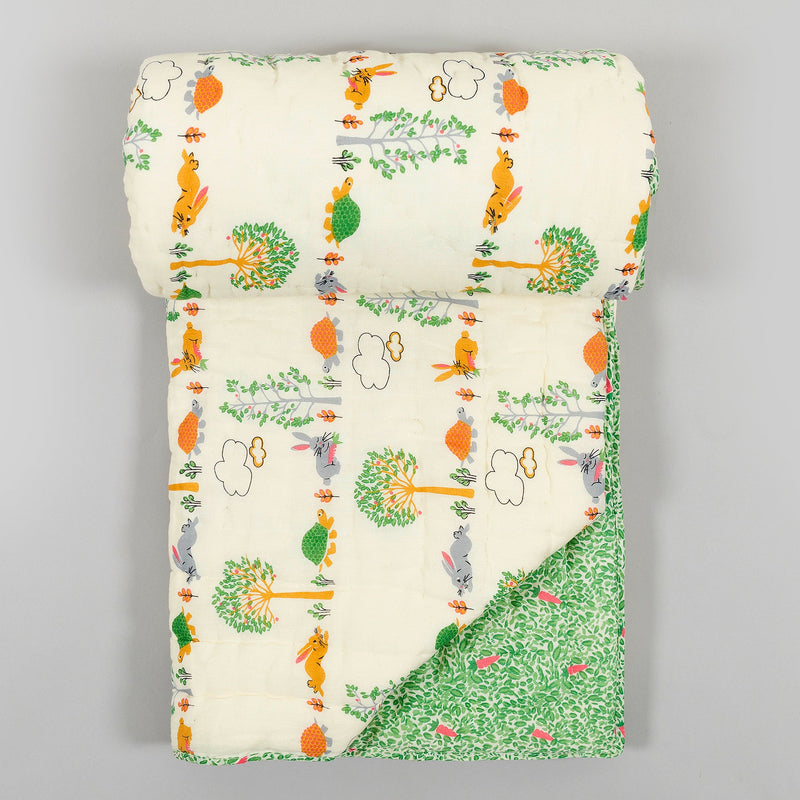 Hare and Tortoise Cream Quilt Baby
