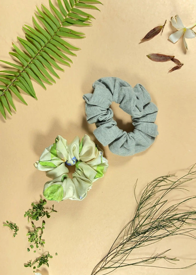 Scrunchies (Set of 2) Green/Grey Medium