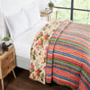Flower Stripes Brown Hand Screen Print Extra Cotton Quilt