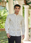 Bees Cream Cotton Full Sleeves Shirt