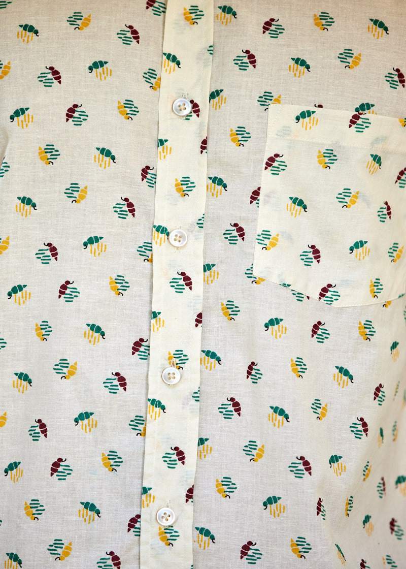 Bees Cream Cotton Full Sleeves Shirt