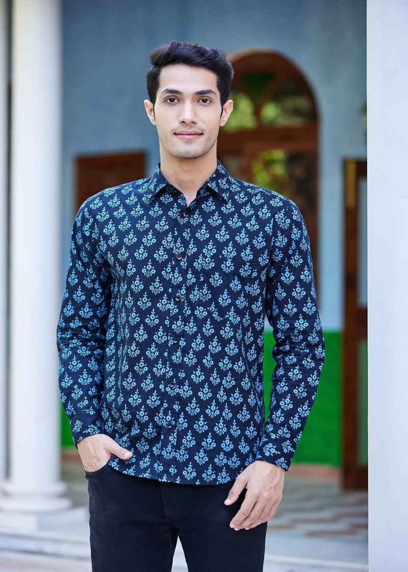 Holyhop Black/Crystal Cotton Full Sleeves Shirt