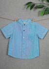 Stripes Blue Cotton Harshirt Shirt Boy (6-24 months)