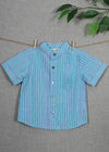 Stripes Blue Cotton Harshirt Shirt Boy (6-24 months)