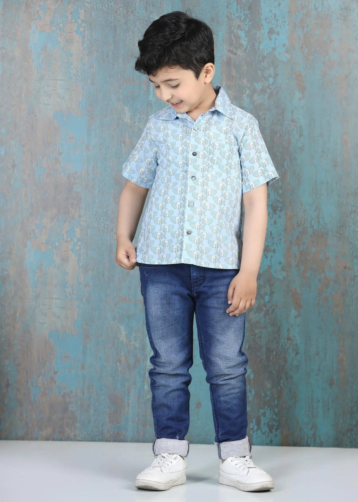 Elle Blue Cotton Shirt Boy (2 to 12 Years)