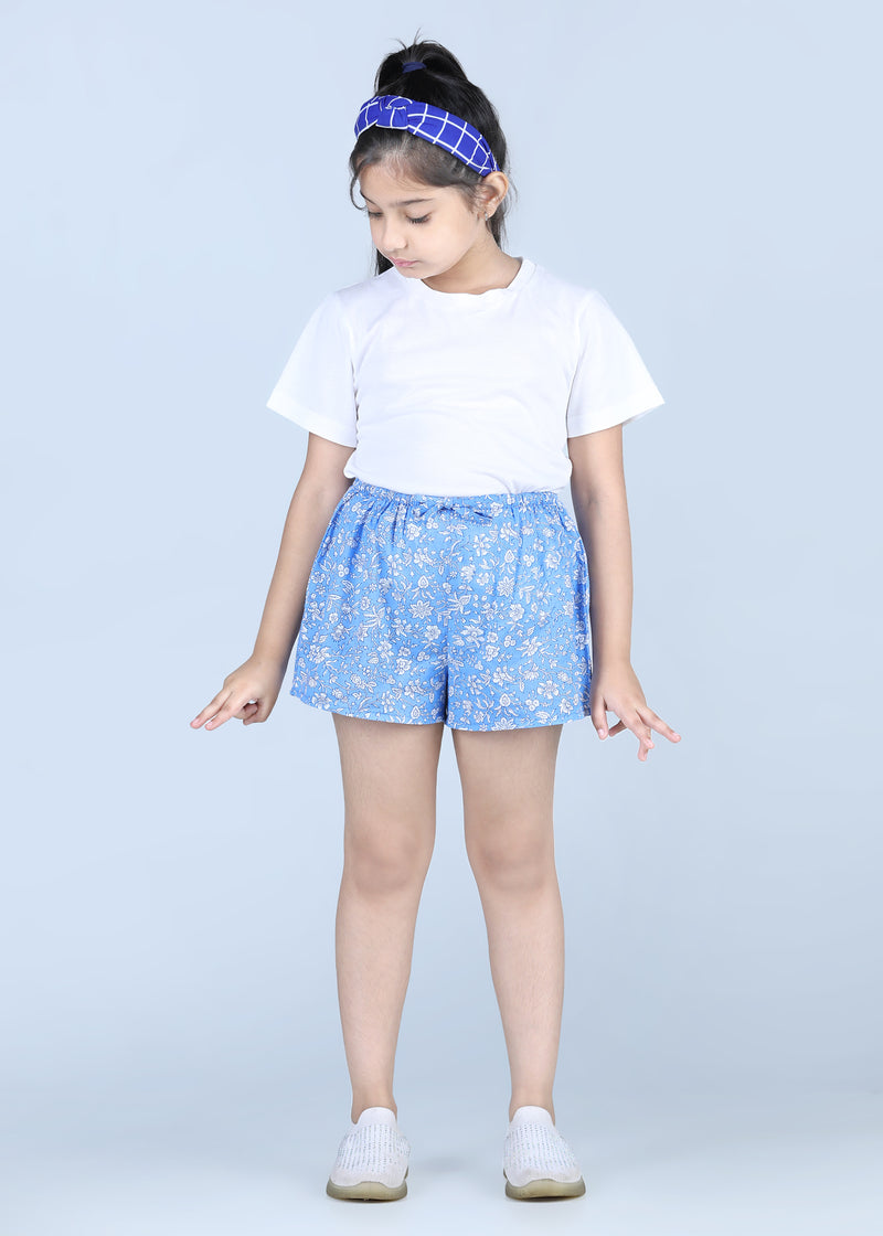 Snooze Jaal Blue Cotton Shorts Unisex (1 to 14 Years)