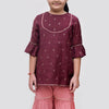 Noor Maroon And Pink Viscose Cotton Garara Set Girl (2-12 Years) (Set Of 3)