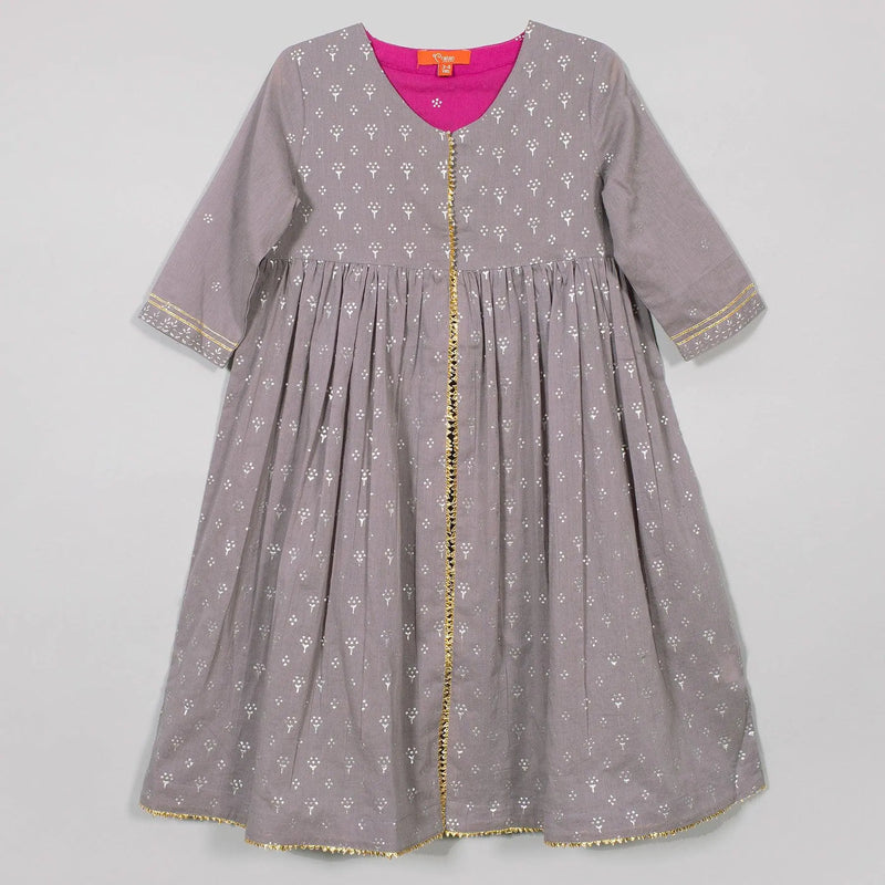 Gatha Grey Cotton Suit Set Girl (2-12 Years) (Set Of 3)