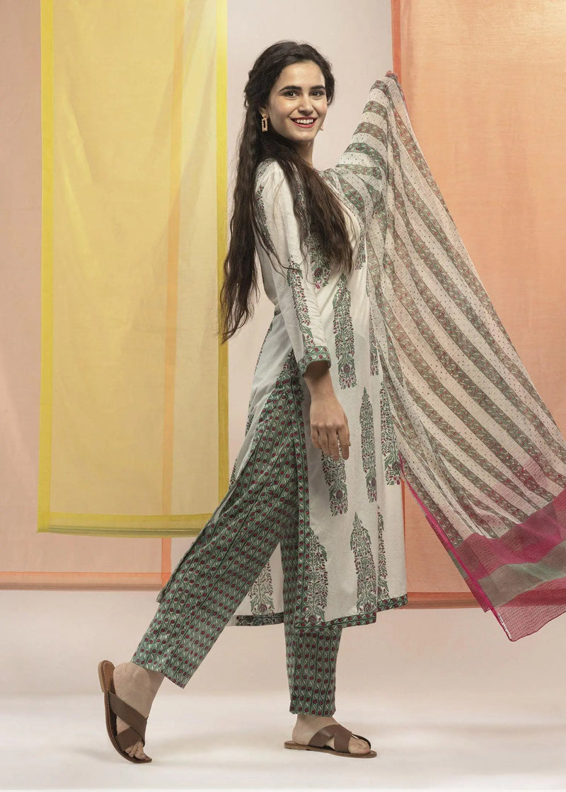 Upasana Green Cotton Suit Set