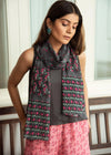 Grey Color Printed Viscose Stole