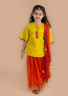 Neer Embroidered Yellow/Orange Cotton Skirt Top Set Girl (2 Years to 12 Years)