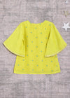Neer Teal and Yellow Skirt Top Set (2 to 12 Years) (Set of 3)