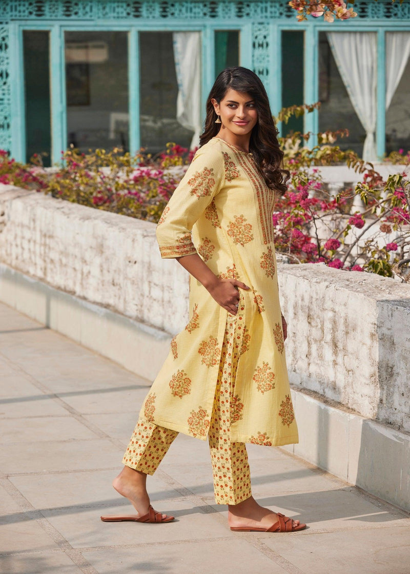 Kota Doria Straight Kurta Set