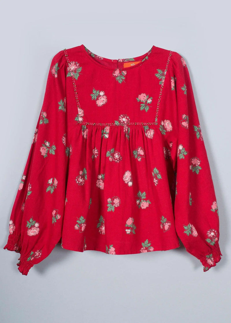 Shimmer Red Cotton Top (12 Month to 12 Years)