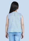 Vanilla Badam Buti Blue Cotton Top Girl (2-12 Years)