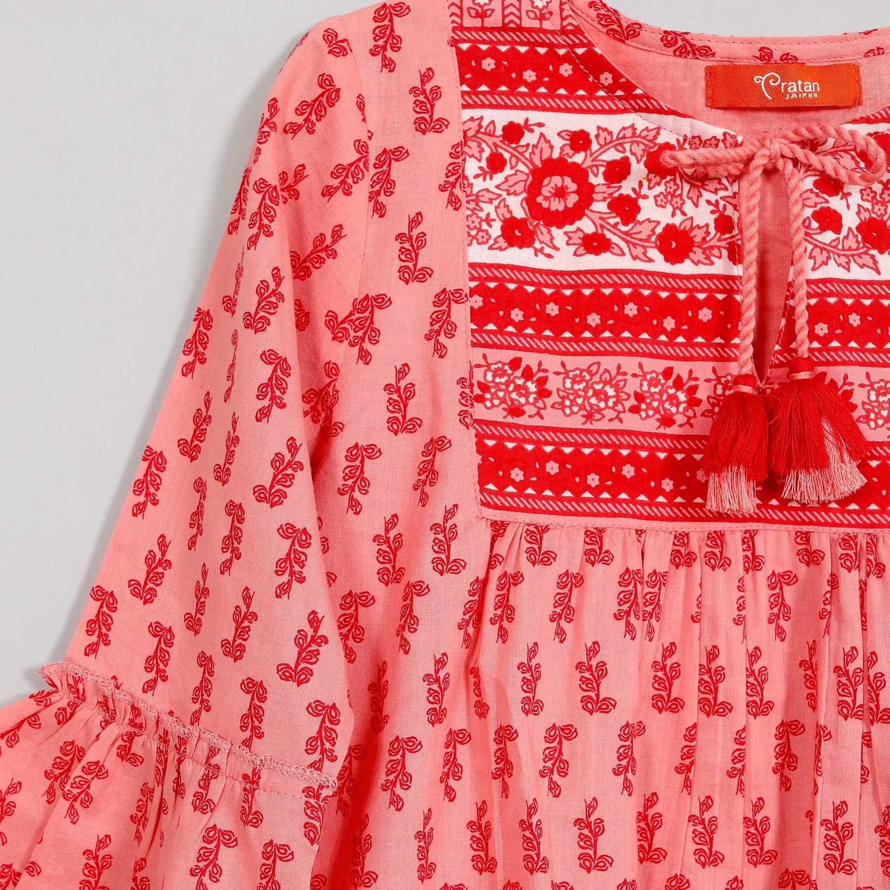 Yukta Peach Cotton Top Girl (2-12 Years)