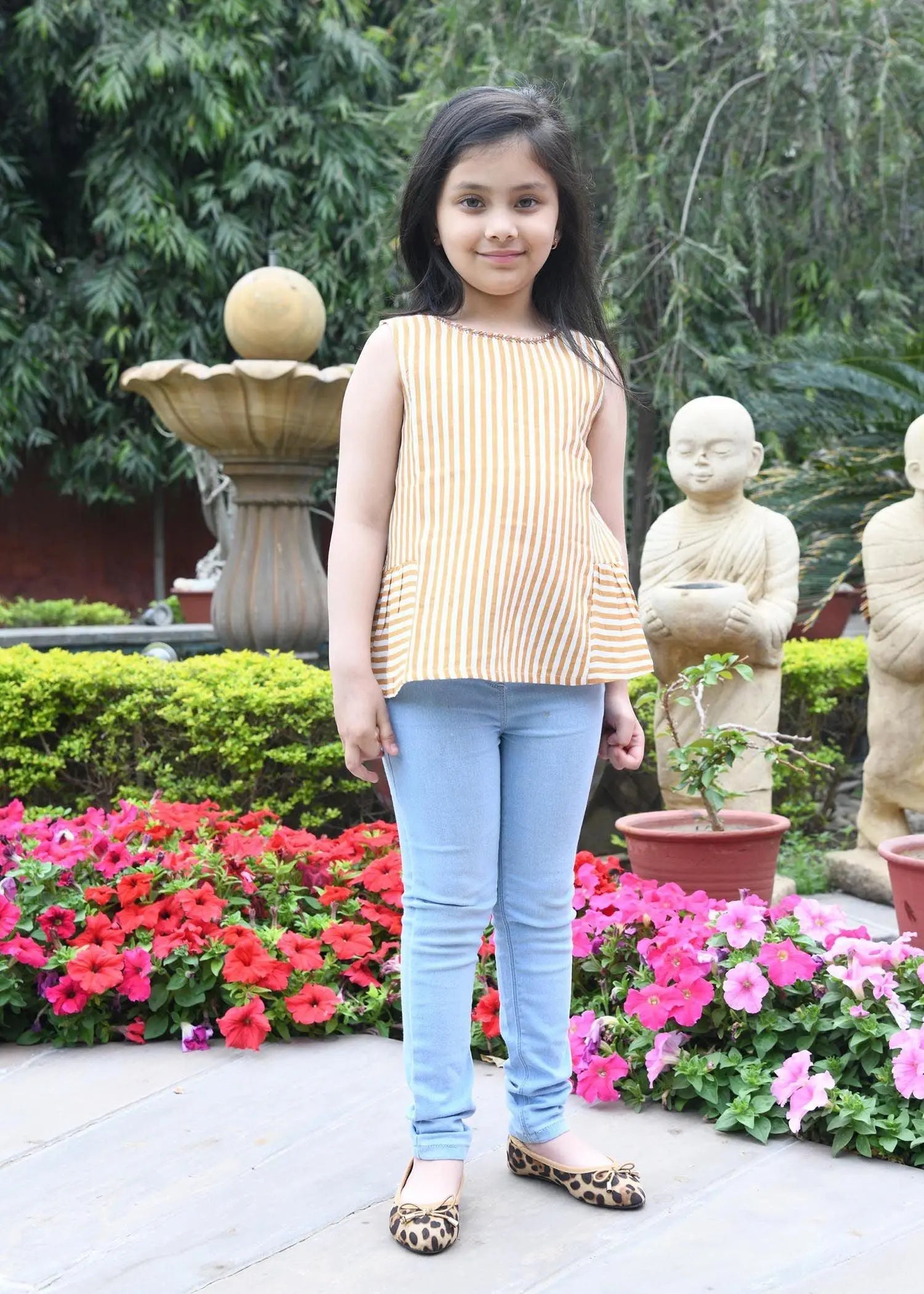 Noor Yellow Stripes Viscose Top Girl (2-9 Years)