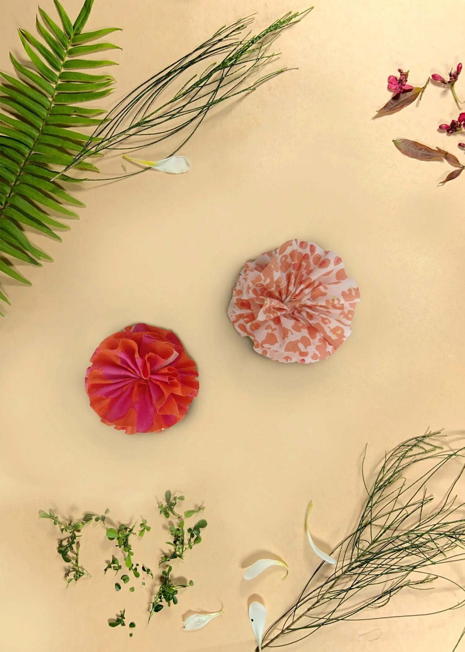 Flower Hair Clip Orange (Set of 2)