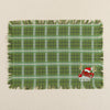 Green Handloom Cotton Embroidered Xmas Divine Table Mat Set of 6