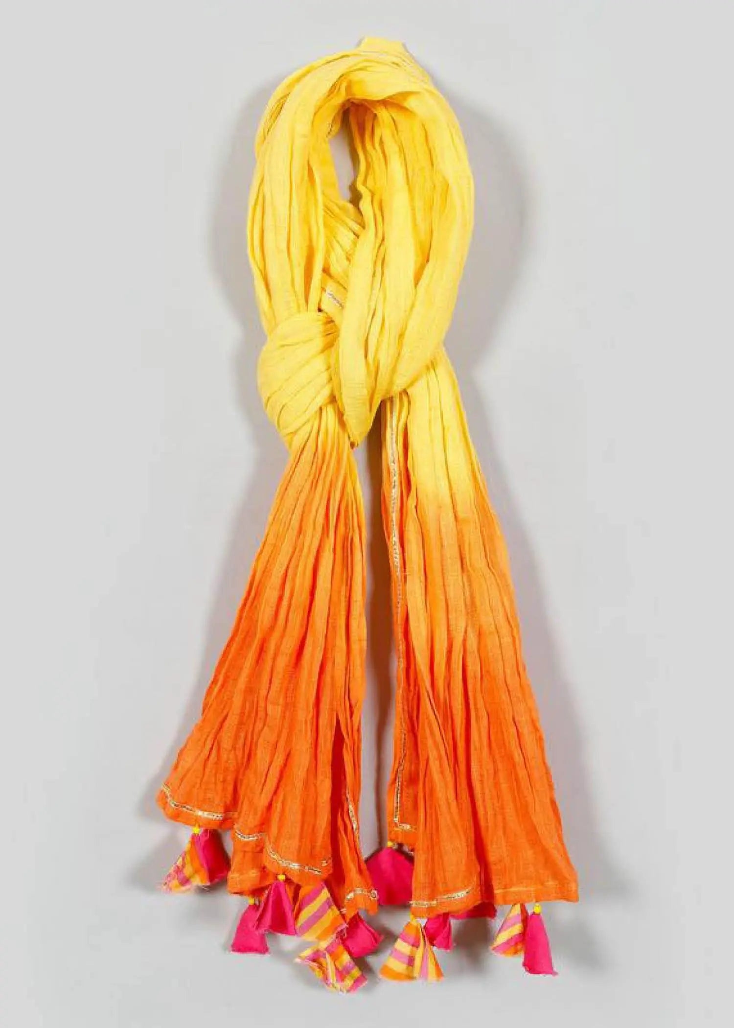 Yellow Color Solid Dupatta Girl